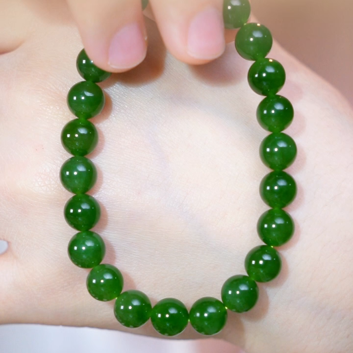 【芒心珠宝】天然和田玉碧玉8mm手串