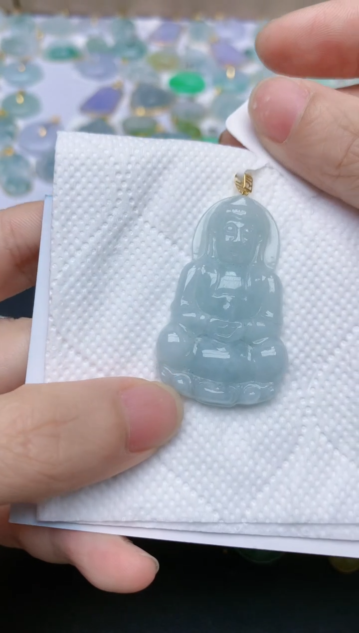 翡翠18K金镶嵌颈饰天然翡翠A货