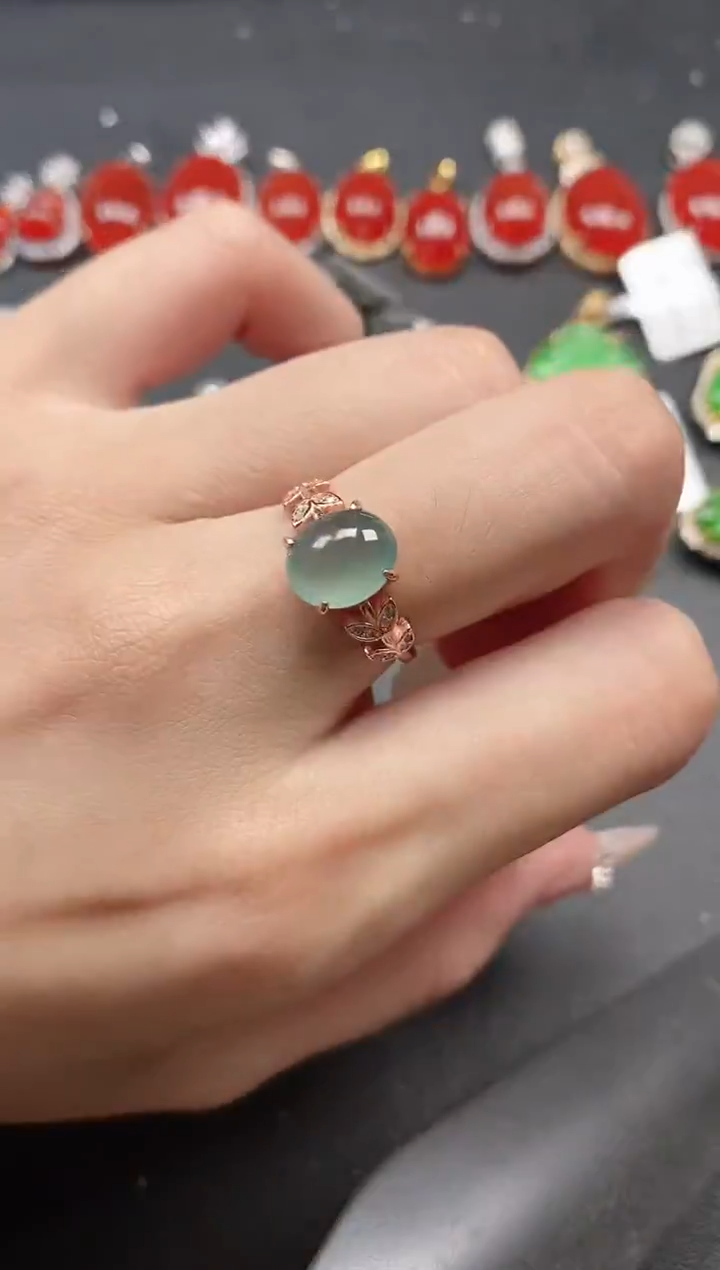 银S925镶嵌戒指翡翠51511