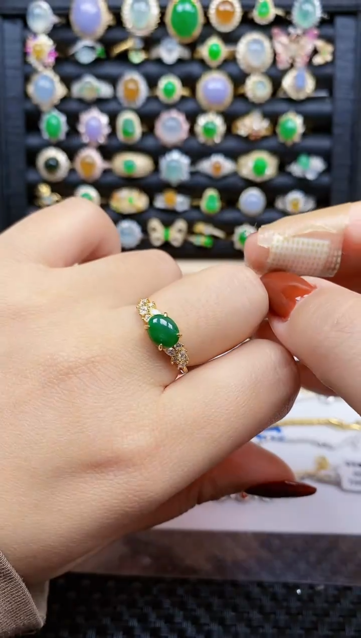 银S925镶嵌戒指翡翠258