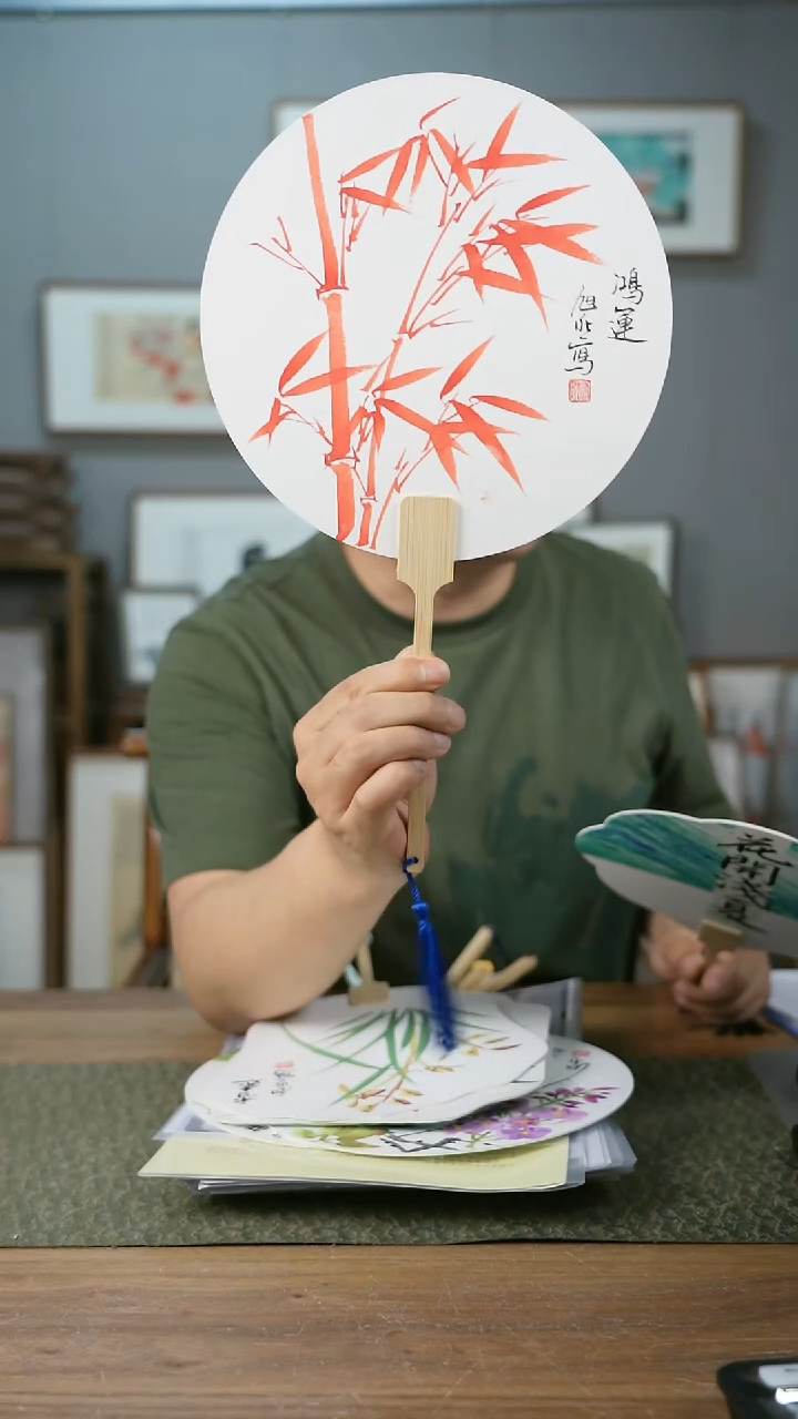 书法协会会员老师扇子作品-