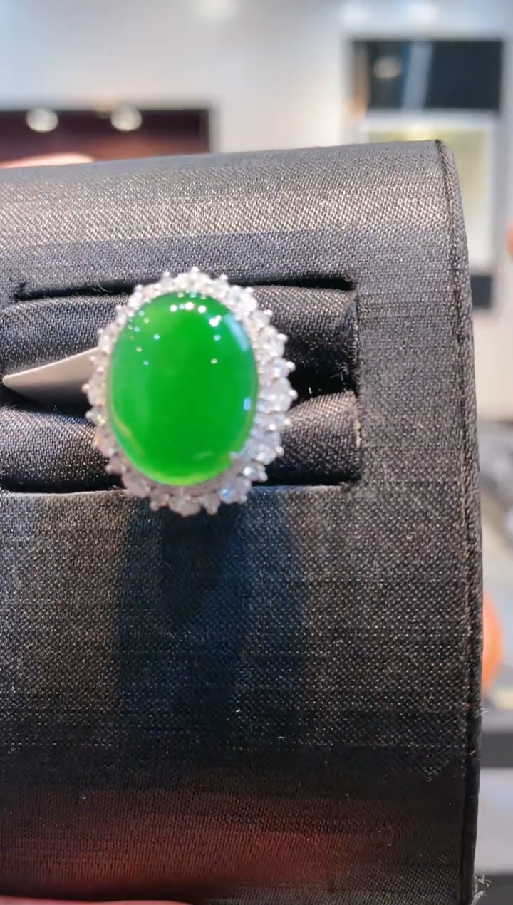 【闪购商品】翡翠颈饰18K金镶嵌A36天然A货翡翠两用款戒指