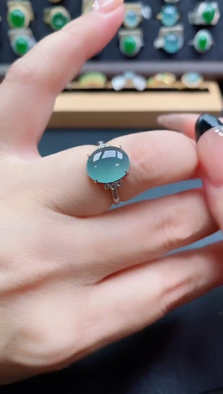 银S925镶嵌戒指翡翠1