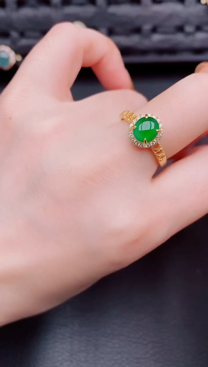 【闪购商品】翡翠戒指银S925镶嵌天然a货翡翠528