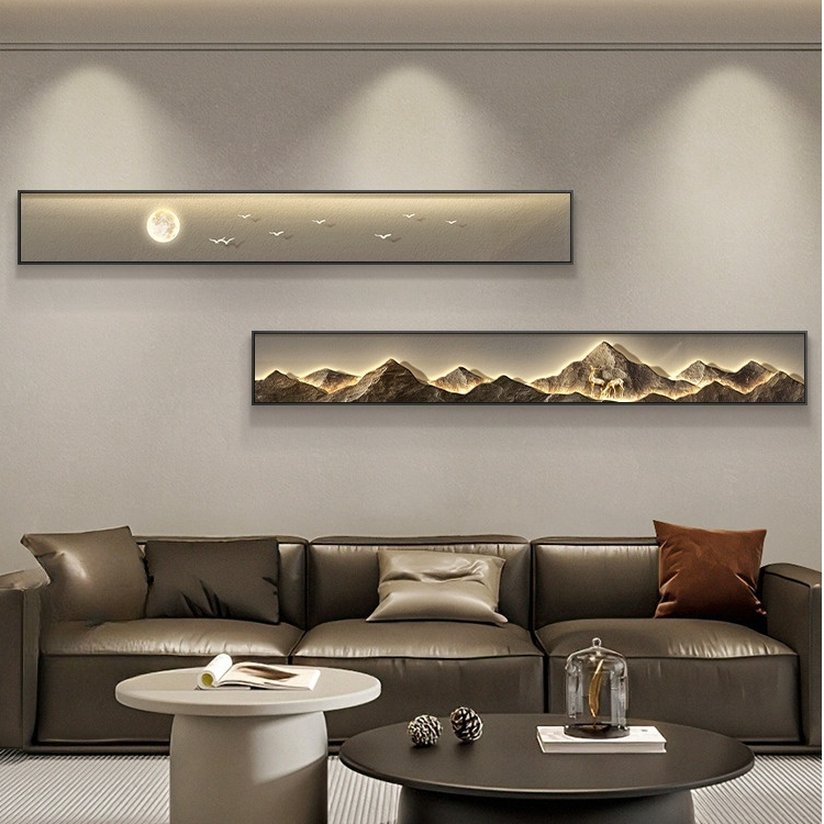 现代轻奢客厅装饰画背靠金山卧室床头组合壁画高级沙发背景墙挂画