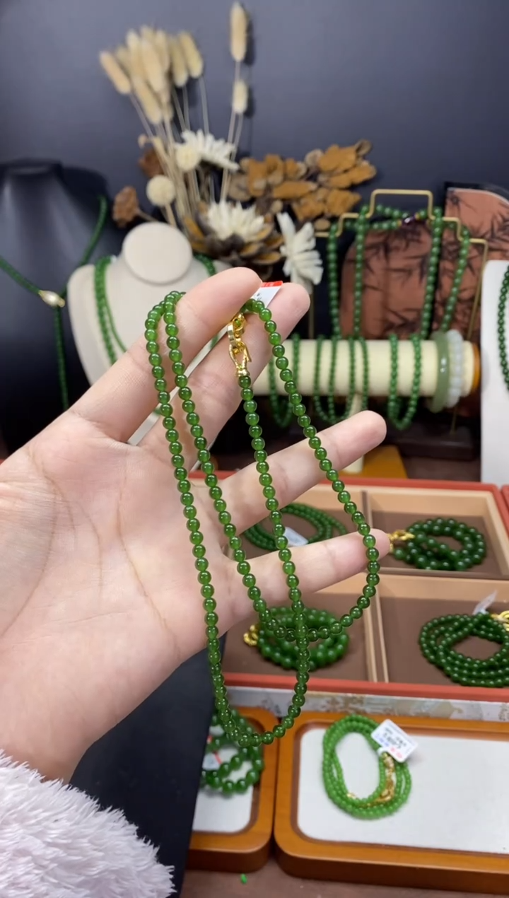 【闪购商品】和田玉（碧玉）颈饰未镶嵌4毛衣链无矿