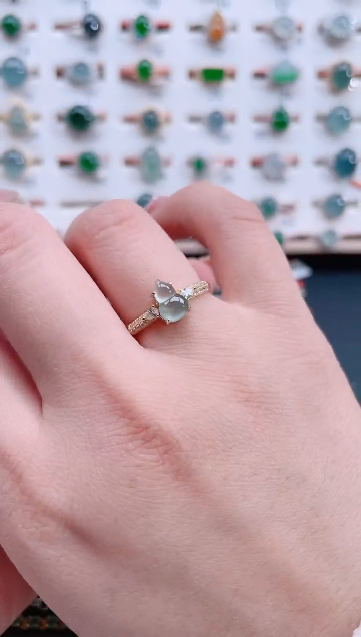 银S925镶嵌戒指翡翠天然翡翠