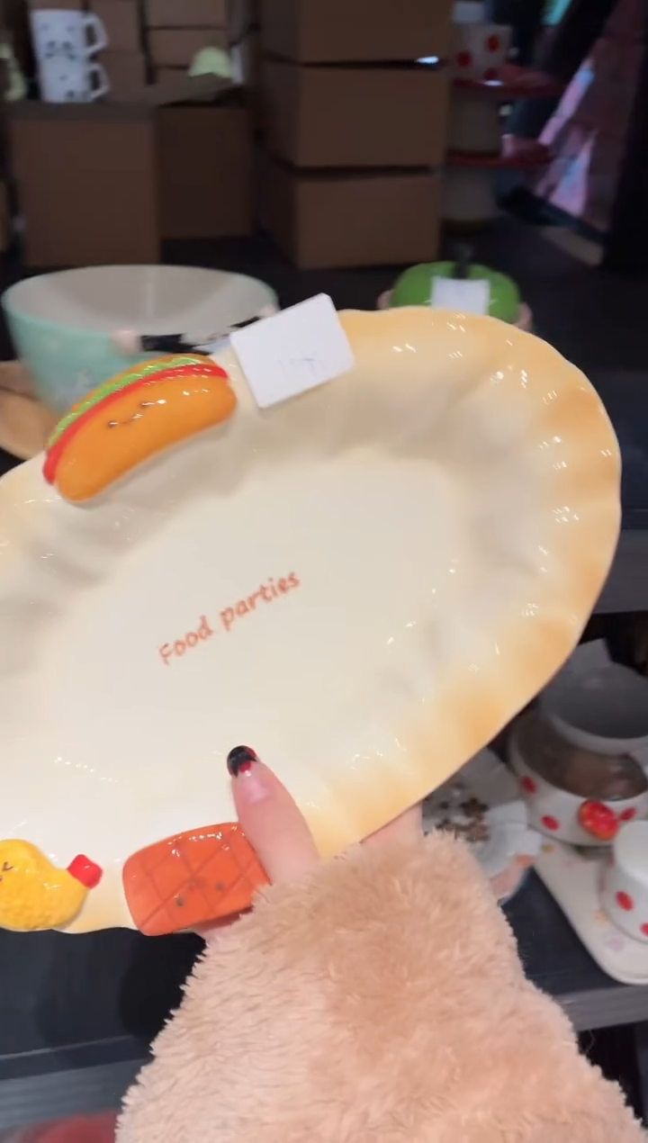 瓷015炸虾鱼盘椭圆盘瑕