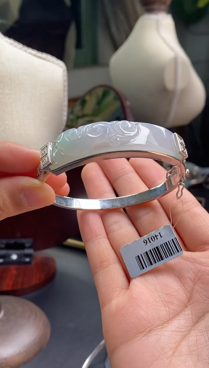 颈饰银S925镶嵌翡翠14016