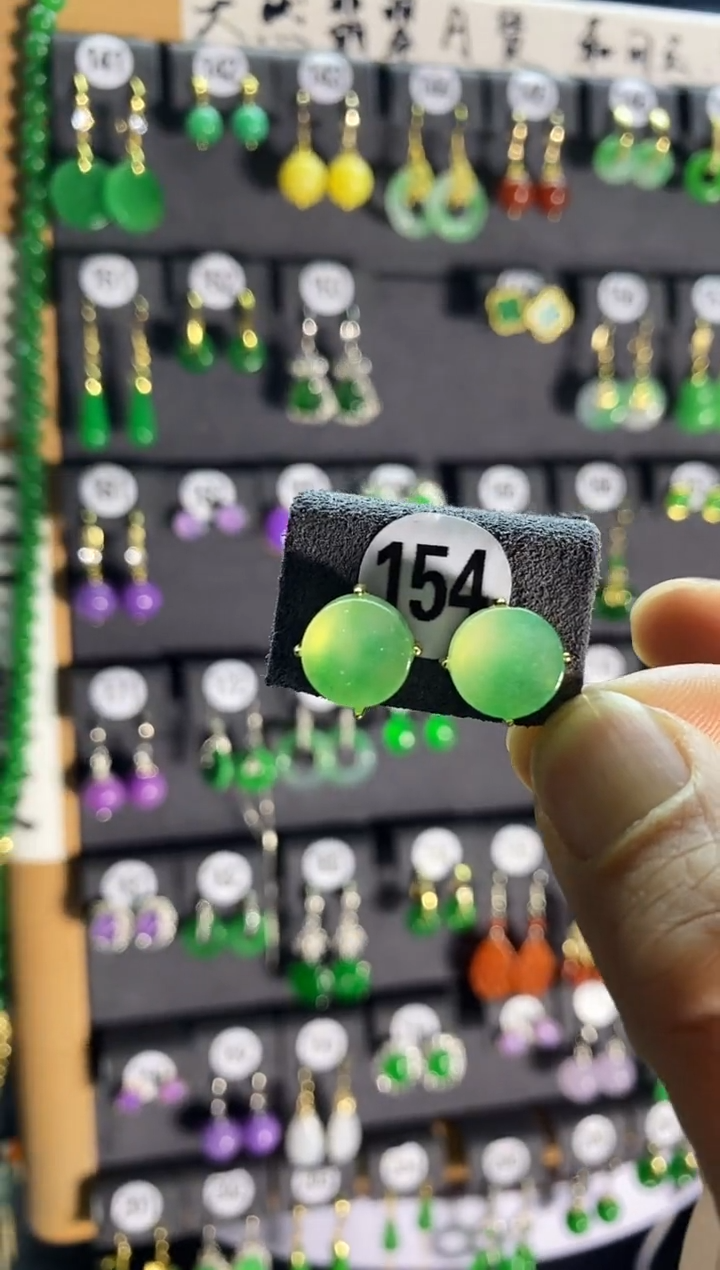 【闪购商品】翡翠耳饰银S925镶嵌154....