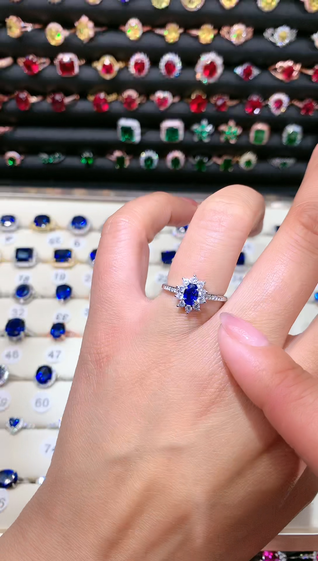 【闪购商品】蓝宝石戒指银S925镶嵌46