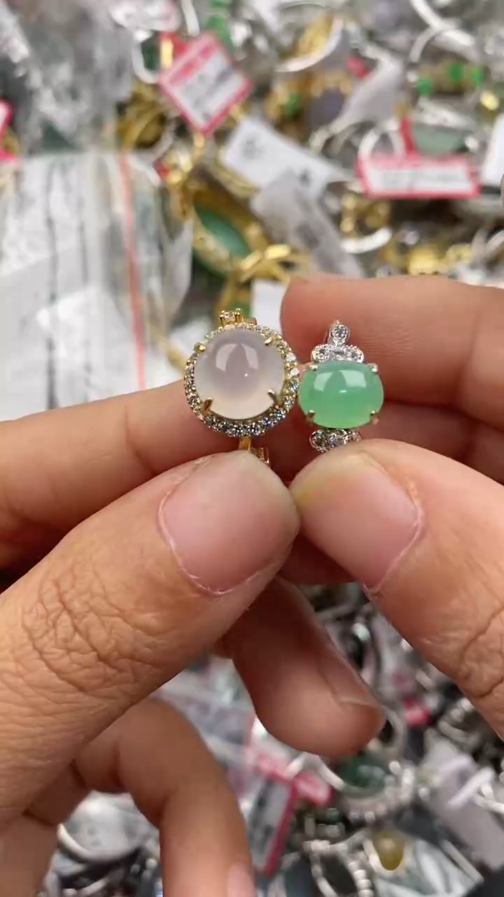 银S925镶嵌戒指翡翠222             4