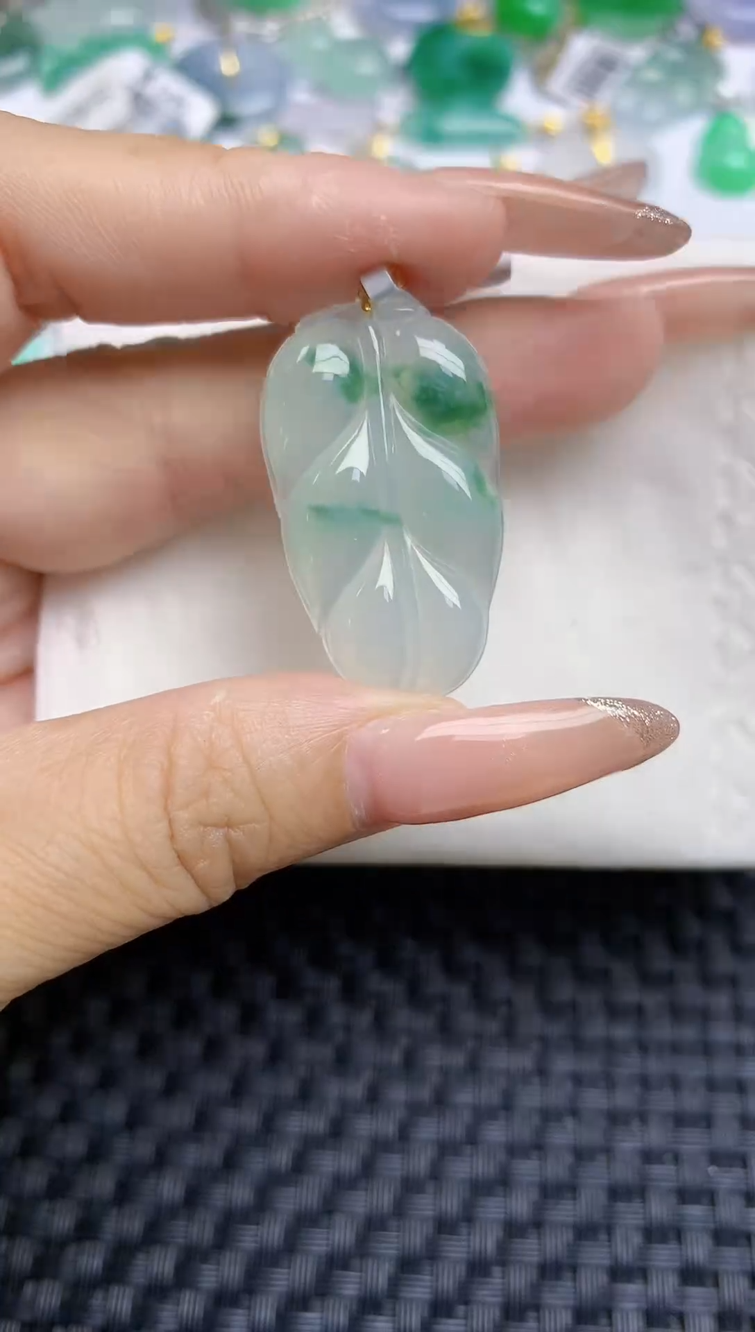 颈饰18K金镶嵌翡翠天然缅甸A货翡翠百元以上9元证书费自理