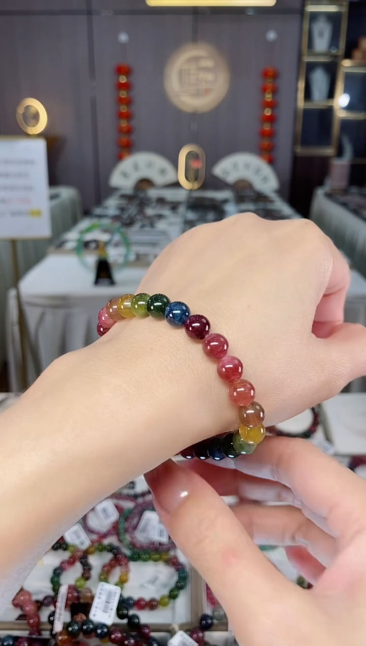 未镶嵌老矿碧玺单圈手串7mm+碧玺hon多样性发货一条