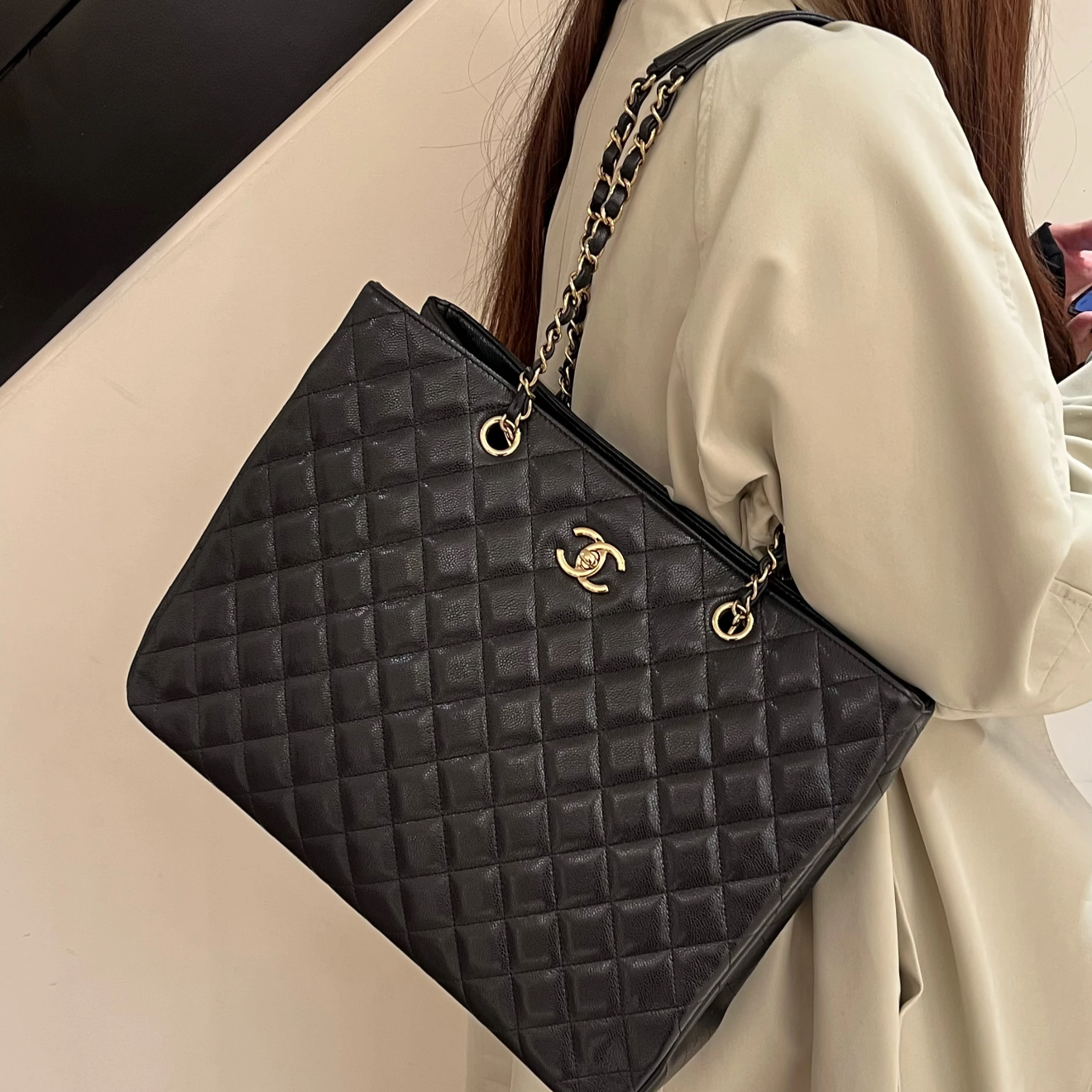 99新 Chanel/香奈儿  gst黑金荔枝纹/99新/优选