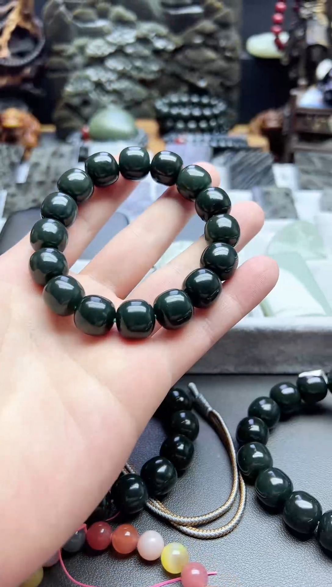 未镶嵌手链和田玉卡14老型珠手串