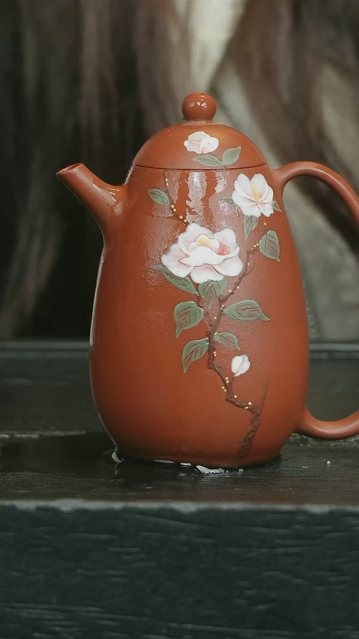 【闪购商品】紫砂茶壶朱泥泥绘高龙蛋