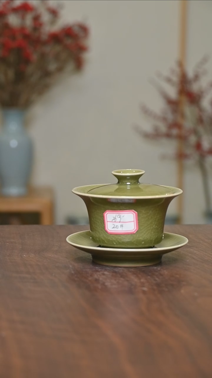 【闪购商品】其他20#微瑕矿石釉朱家汝窑款盖碗100毫升