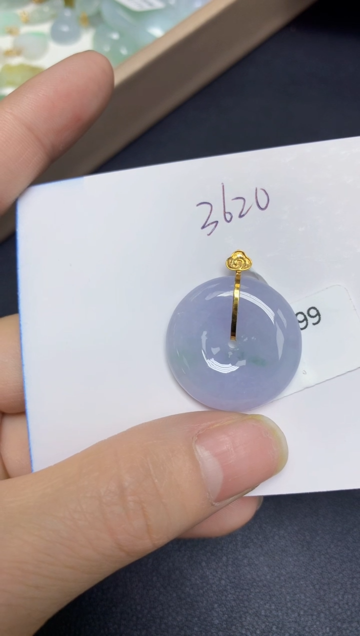 【闪购商品】翡翠挂件18K金镶嵌 天然翡翠A货