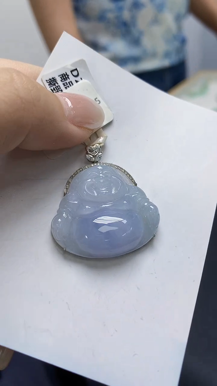 翡翠18K金镶嵌颈饰天然缅甸翡翠A货