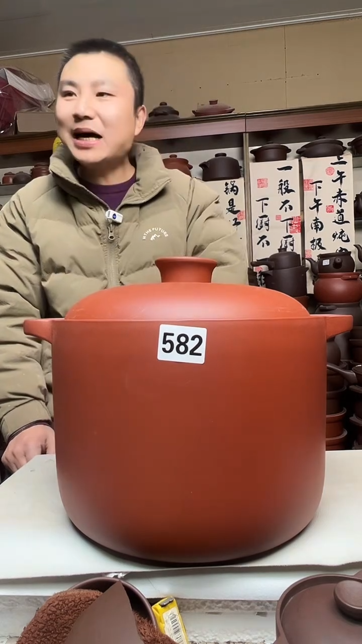 宜兴紫砂微瑕12升筒锅朱泥 582