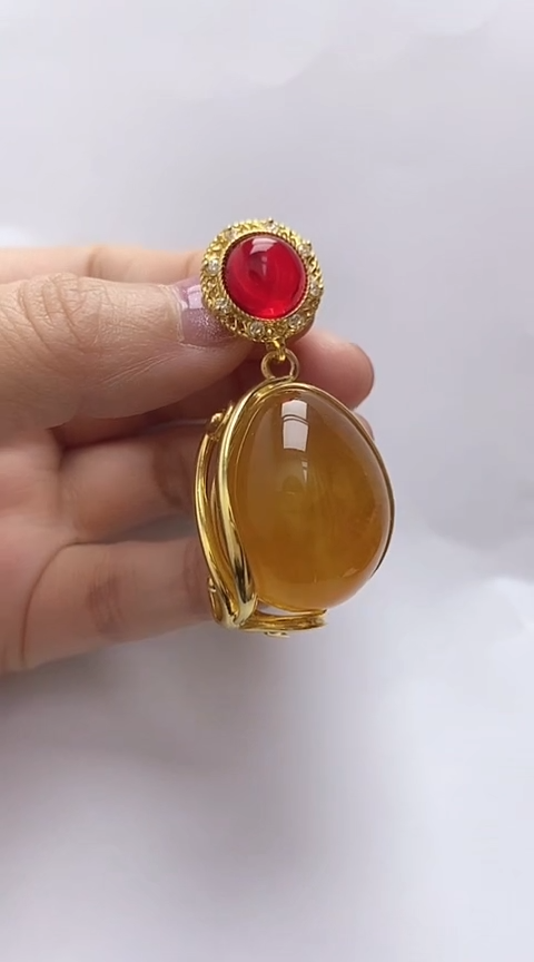 【闪购商品】琥珀裸石银S925镶嵌琥珀锁骨