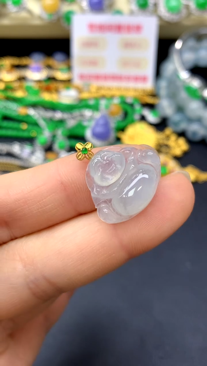 颈饰18K金镶嵌翡翠20-中国好珍宝