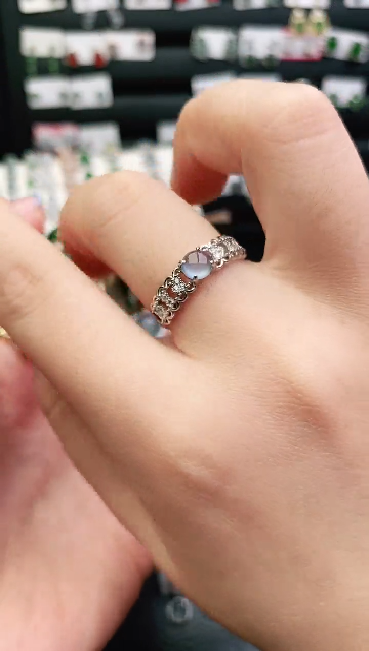 翡翠戒指银S925镶嵌0