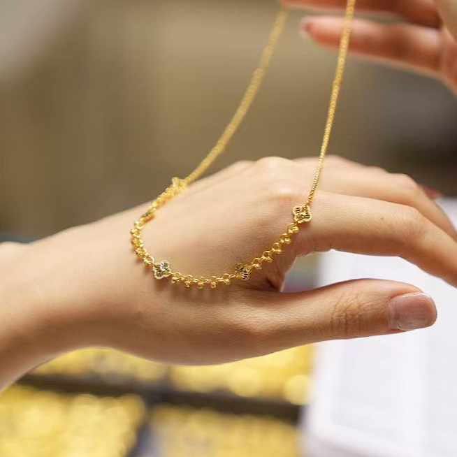 【巧玲专属】足金999四叶草蹦迪珠项链 经典时尚百搭 6.51