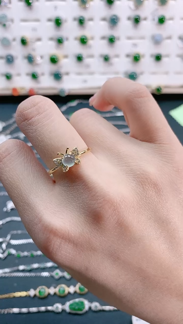 【闪购商品】翡翠戒指银S925镶嵌天然翡翠