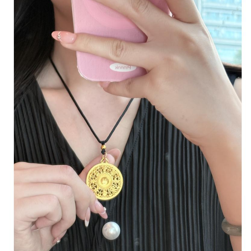 吊坠足银 福家经典八宝罗盘吊坠 古法镂空万字福字罗盘吊坠