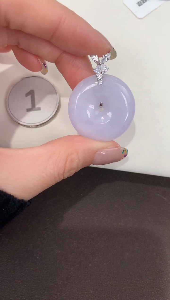 颈饰银S925镶嵌翡翠天然缅甸A货翡翠