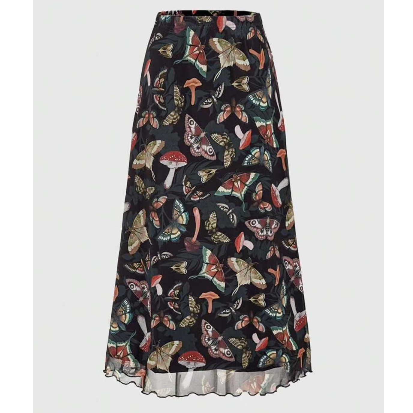 ROMWE半身裙百褶裙印花潮牌女女装复古港洗半裙潮流