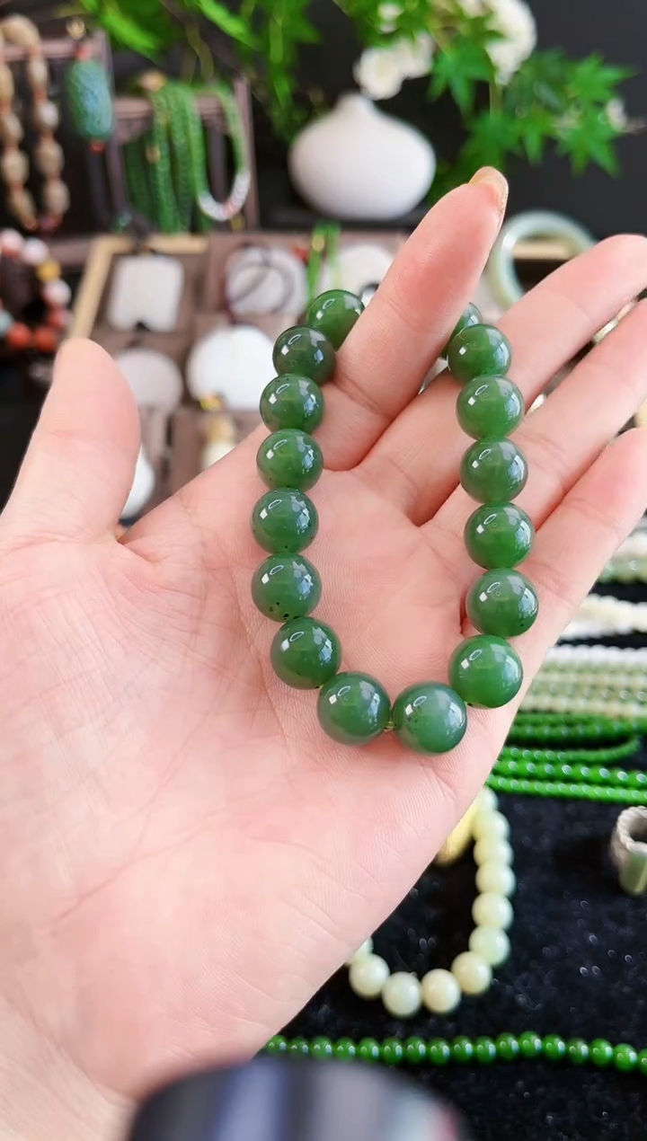 【闪购商品】和田玉手串未镶嵌碧玉手串 约12mm（多样性发货）