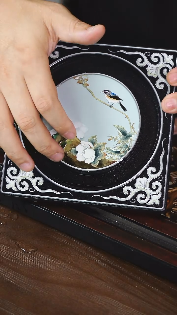 壹藏贰宝青色花鸟壶承