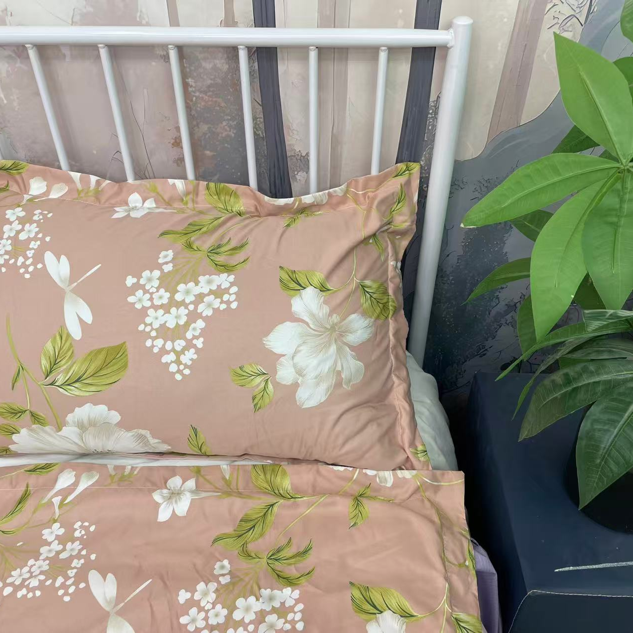 【孤品福利】高档家用水洗冰丝大版定位枕套一对-花枝曼舞