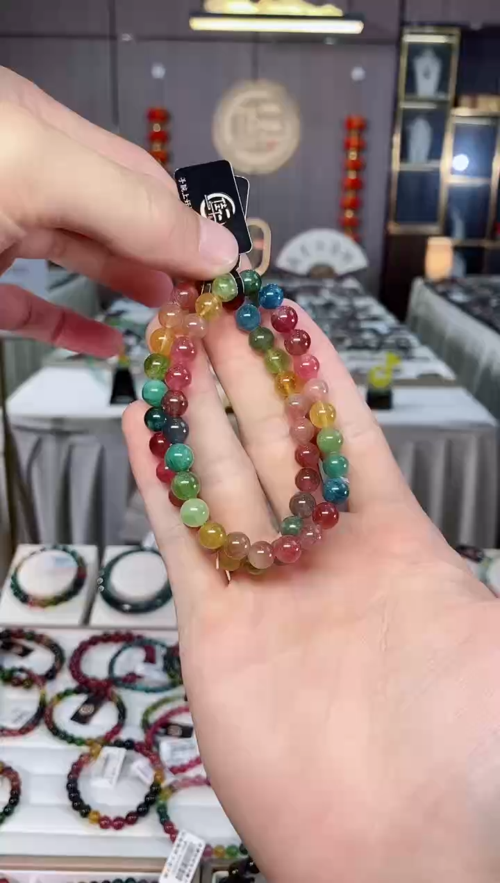未镶嵌透体老矿碧玺单圈手串7mm+碧玺xion多样性发货一条