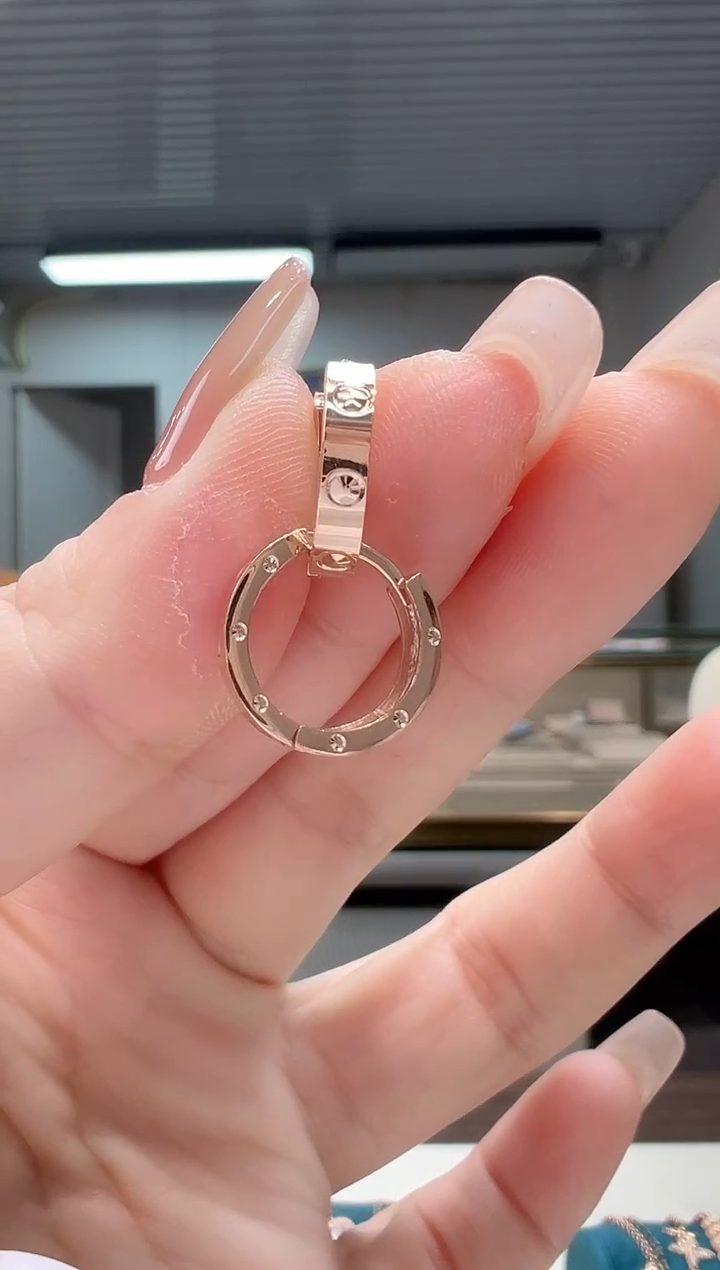 【闪购商品】18K金耳饰素金圈圈耳环K红