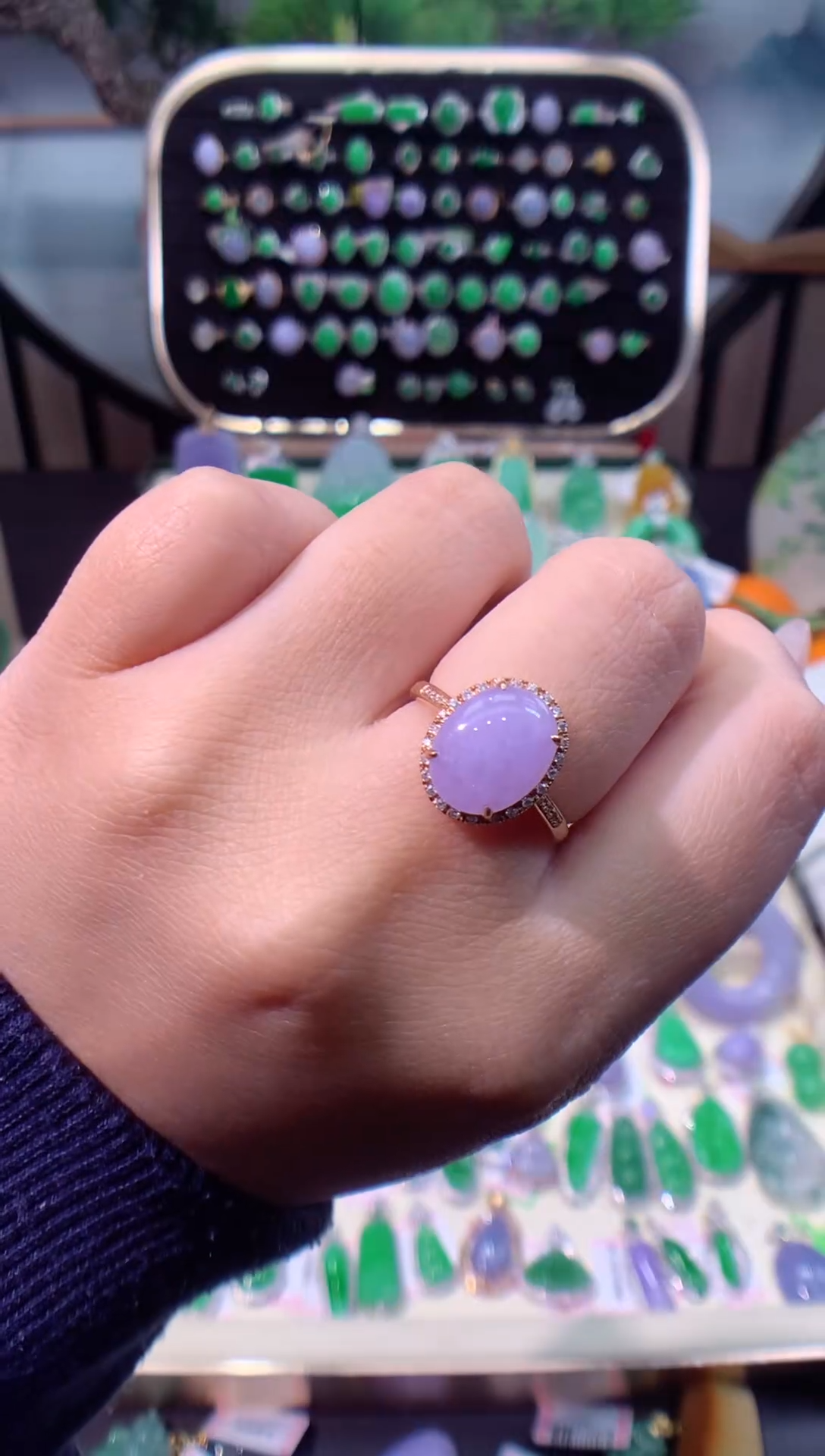 【闪购商品】翡翠戒指18K金镶嵌缅甸天然A货翡翠