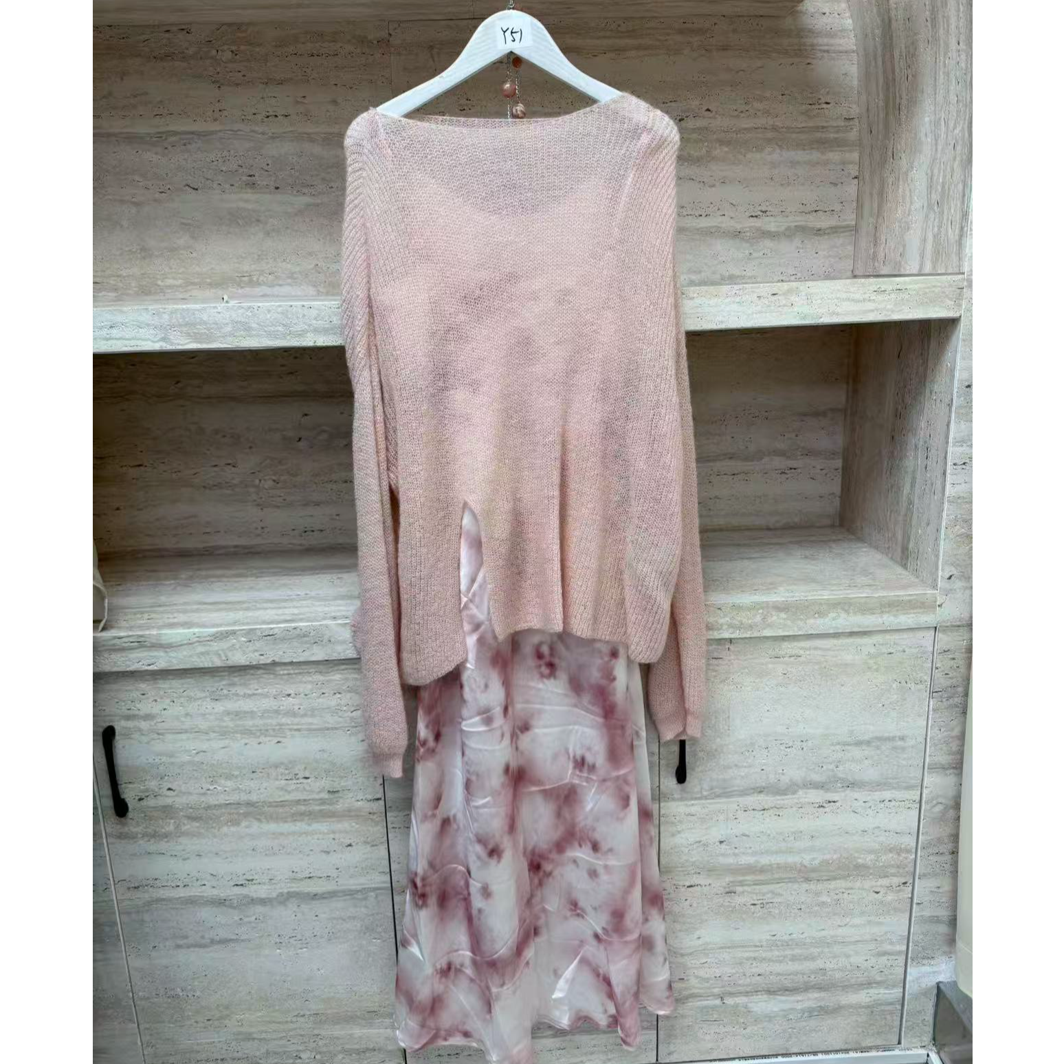 Y51时尚套装秋季紫色长袖上衣百搭慵懒风连衣裙春季气质