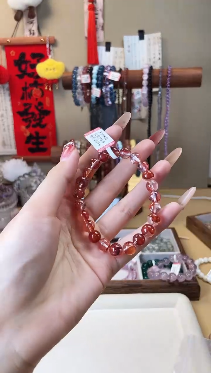 【闪购商品】水晶手链未镶嵌8.5m红胶花