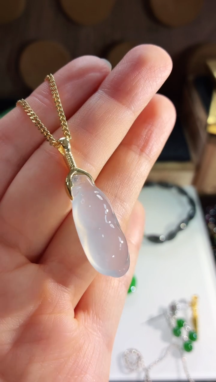 吊坠(不含链)18K金镶嵌翡翠吊坠