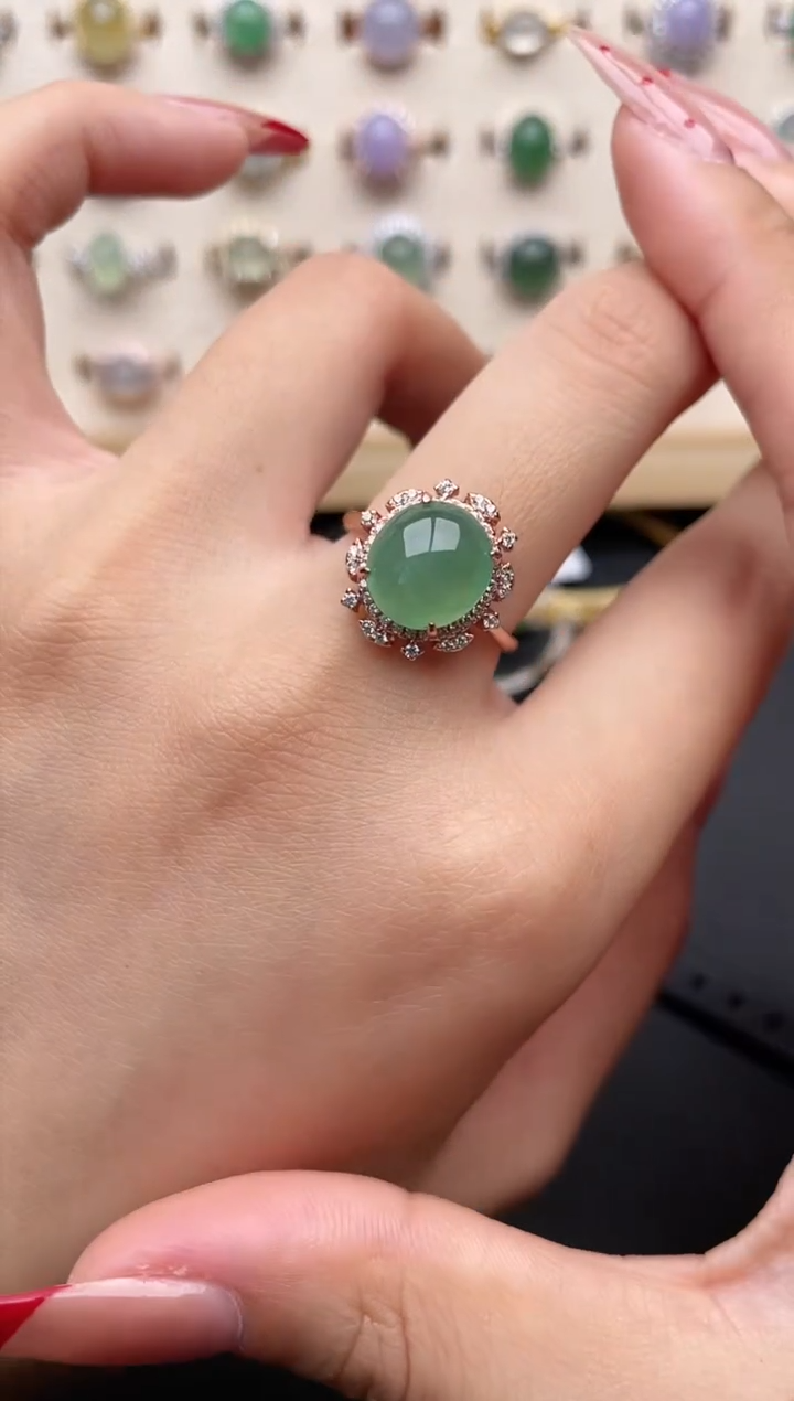 【闪购商品】翡翠戒指银S925镶嵌一物一证一礼盒