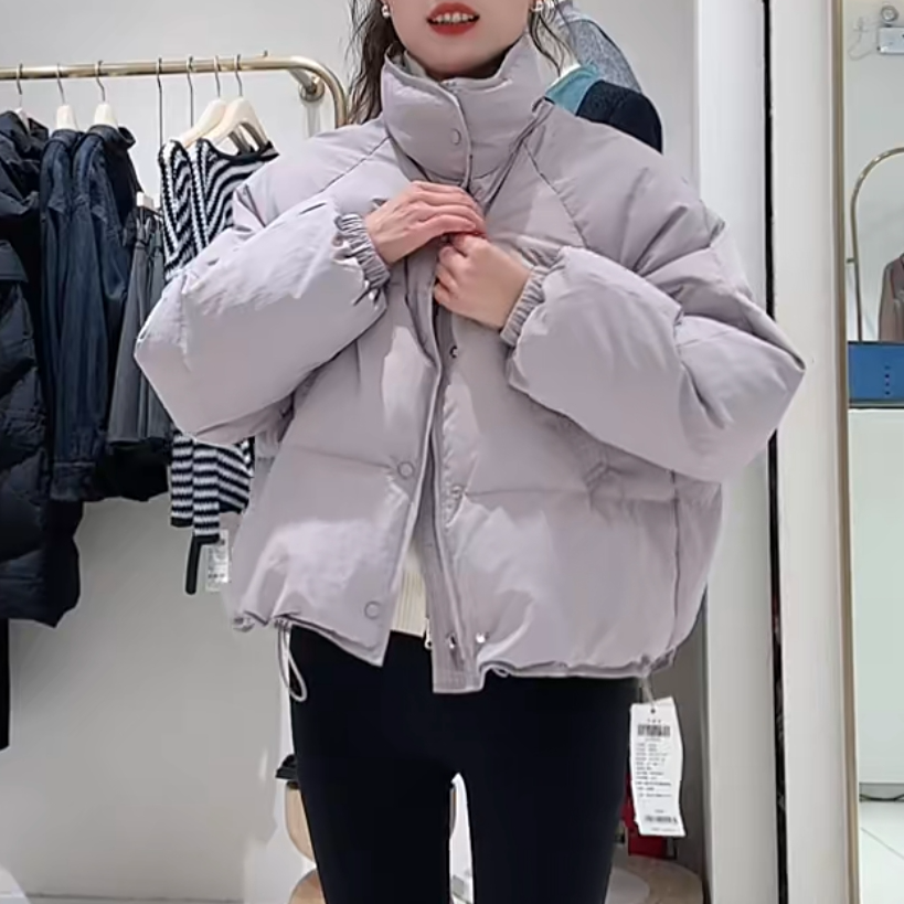 朵以2025冬季新款立领保暖短款羽绒服外套丁香紫