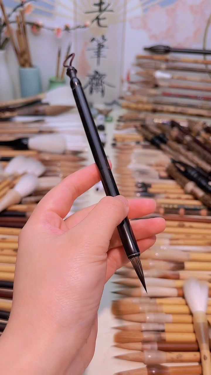 【闪购商品】全黑牛角纯黑尖紫毫出峰2.4cm