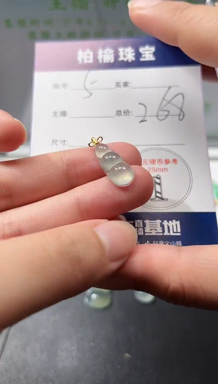颈饰18K金镶嵌翡翠5豆子