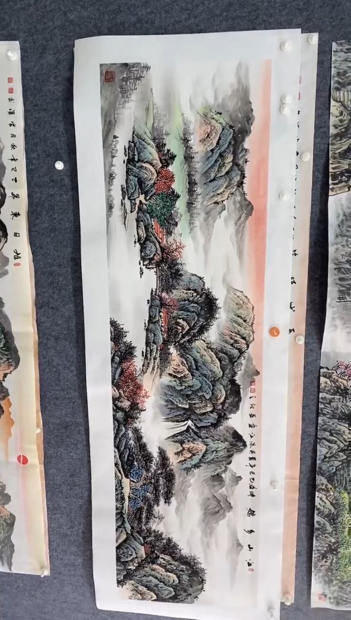 国画福利！原价499 沈泳江手绘 六尺对开180*50cm