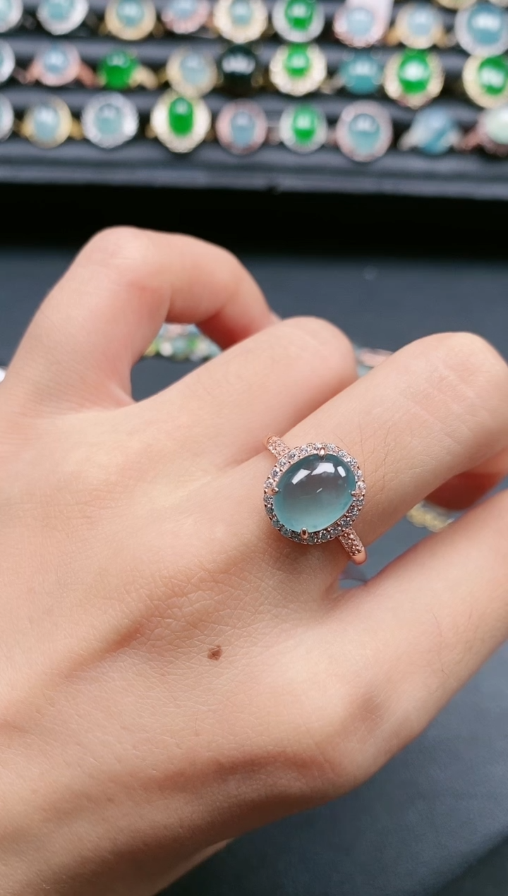 翡翠戒指银S925镶嵌111111111