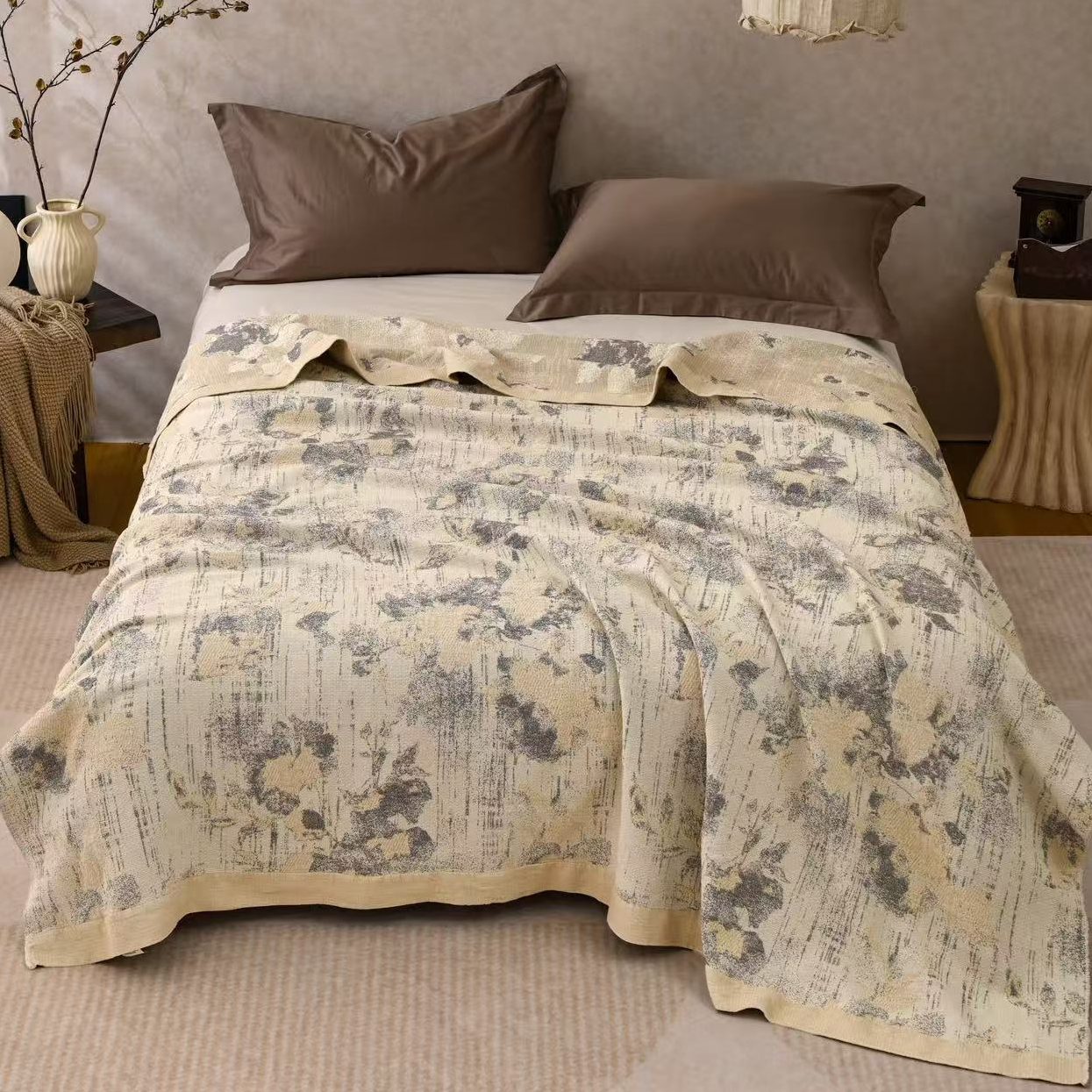 XDONGY（冬云家纺）高定200*230柔软亲肤  幕影棕色 床盖