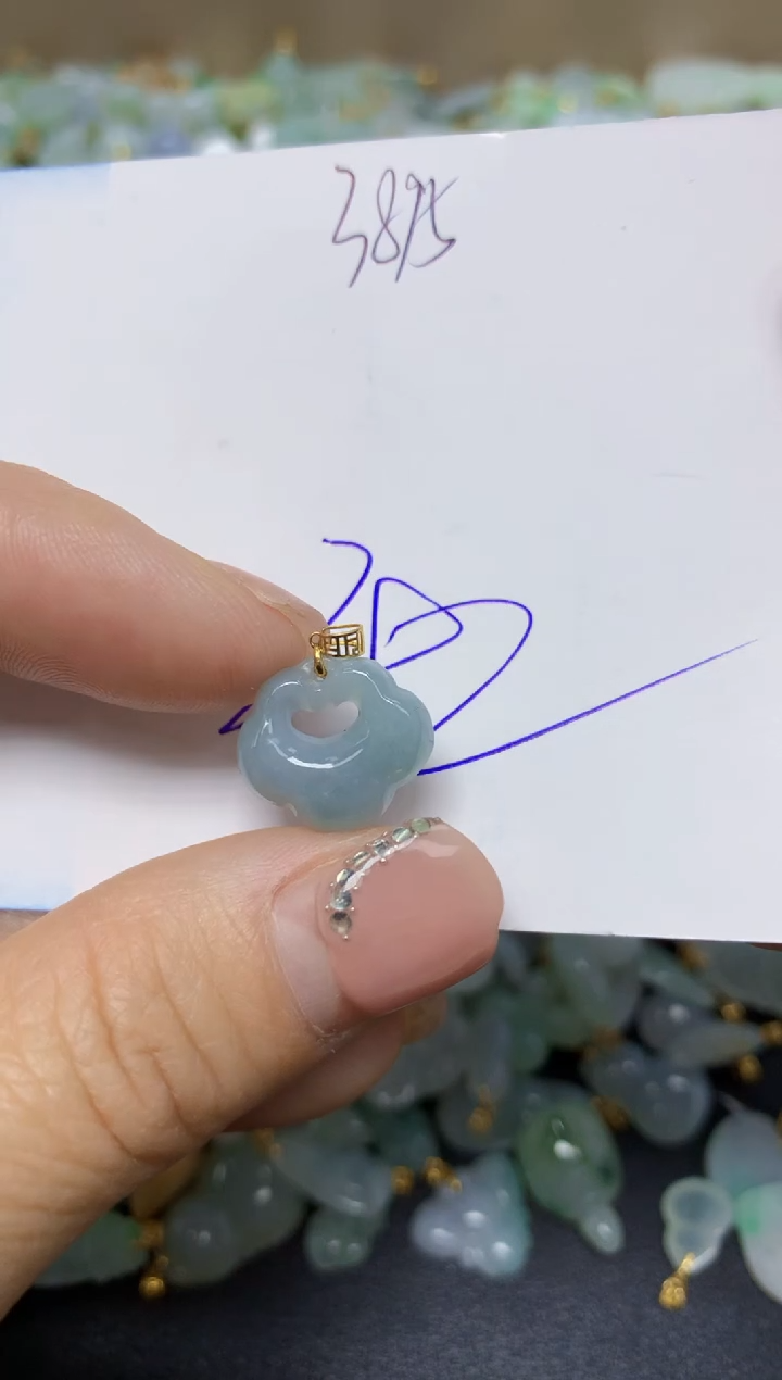 【闪购商品】翡翠挂件18K金镶嵌 天然翡翠A货